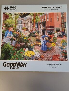 GoodWay 500-Piece Sidewalk Sale Jigsaw Puzzle - Colorful Floral Market - USA